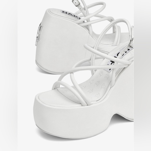Naked Wolfe Mystery White Platform Wedges NEVER WORN - Picture 5 of 6